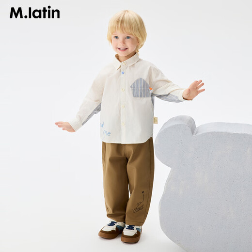 M.Latin Maratin children's clothing children's shirt 26 spring new style boys peek-a-boo literary college style color strip stitching