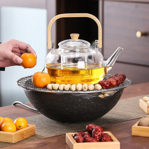 Full set of electric ceramic stove for tea making, tea pot, tea set, roasted tea, glass tea kettle, No. 4 smart electric ceramic stove + thickened explosion-proof glass kettle