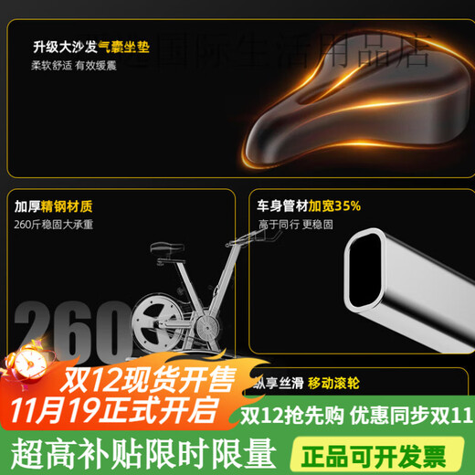 Yingerjian Spinning Bike Fitness Home Model Small Indoor Sports Bike Running Fitness Equipment Standard Model-White Bold Body Frame-Mobile