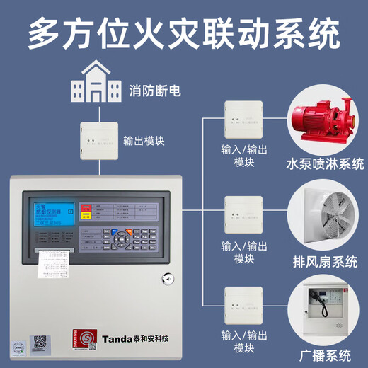 Taihean fire alarm controller 3C certified fire-fighting dedicated host linked to smoke detector smoke alarm fire belt linked 242-point fire controller host_coding debugging