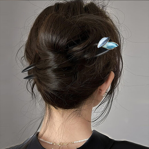 LANSILL ancient style black sandalwood hairpin for women new high-end national style new Chinese style modern hairpin high-end female niche F3649 leaf U-shaped sandalwood hairpin