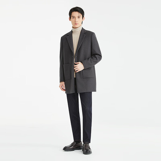 Lilan quick heating woolen coat men's mid-length winter coat business casual men's sheep wool coat brown black (24DYR3062Y) L 170/88A