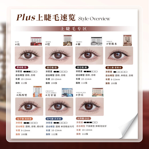 UIMO Hanikezi's same style Lisbon glue-free false eyelashes segmented natural simulation transparent stem large capacity Hanikezi's same style Crescent Spring*1 112 clusters