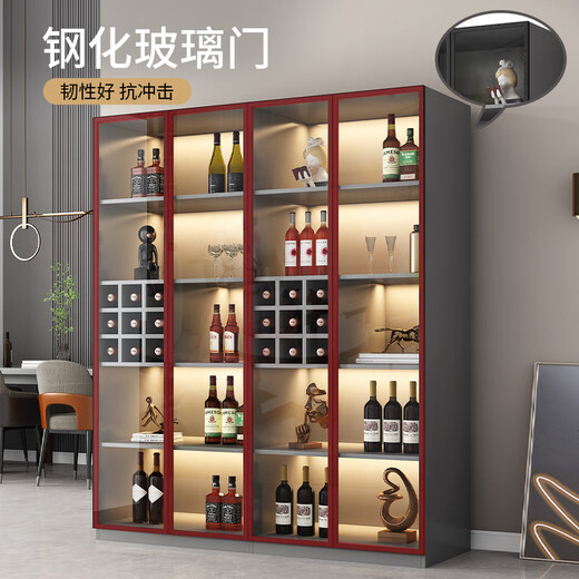 Zhong Zhanggui wine cabinet display cabinet home glass wine cabinet living room wall custom light luxury storage cabinet 2025 new sideboard installation included 0 level 1.8 thickened plate three-door wine grid 100x4