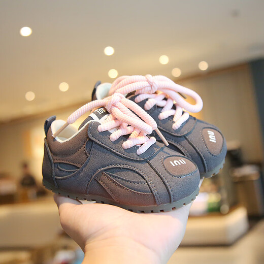 Terranis Yangma recommends Korean version baby Birkenstock shoes toddler shoes autumn and winter new boys' sports shoes trendy brand retro baby pink 16_inner length 12cm