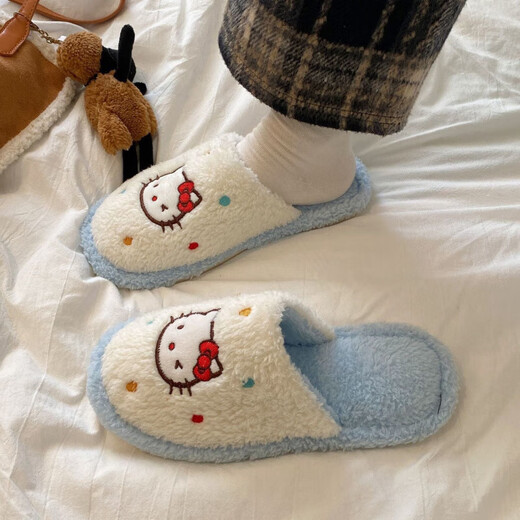 Cartoon fabric cotton slippers for spring, autumn and winter baby indoor home soft sole non-slip fashion versatile toe-toe cotton slippers for women pink 40.5 40-41