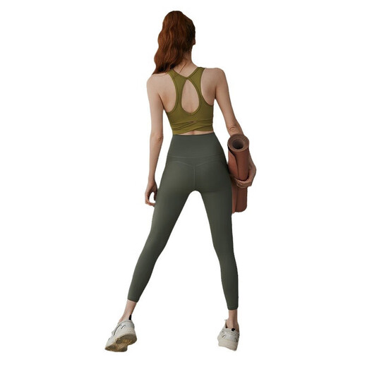 Women's Yoga Pants Autumn and Winter High Waist Hip Lift Sports Outerwear Pilates Elastic Training Suit Fitness Cropped Pants Coco Color Cropped XL