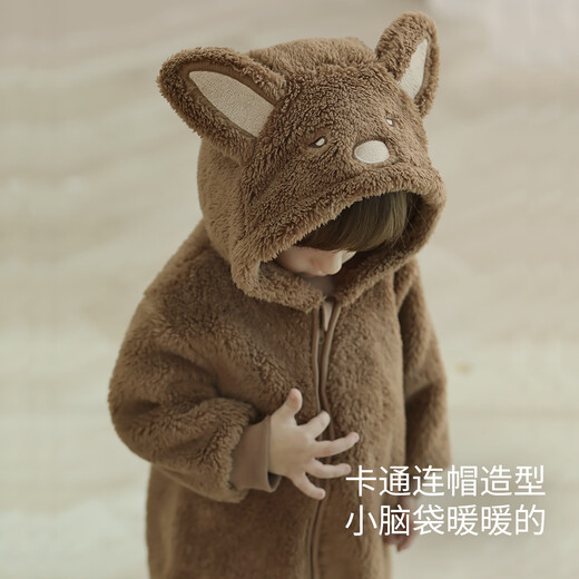 Bali Piggy Warm Double-sided Velvet Baby Winter Jumpsuit Plus Velvet Thickened Harness Super Cute Baby Clothes Autumn and Winter Koala 80cm