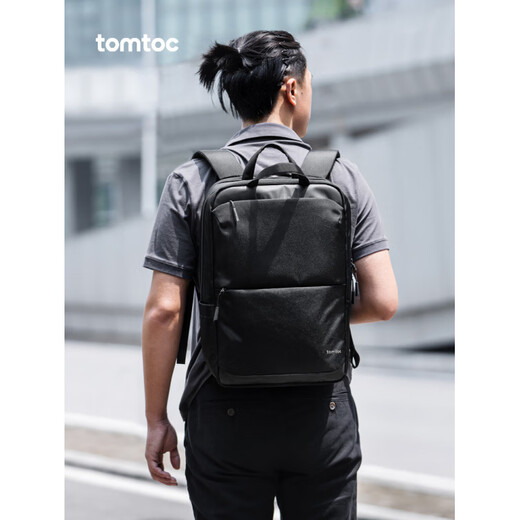 Tomtoc backpack men's commuter bag work computer bag casual business multi-functional backpack obsidian black