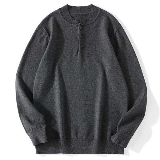 Xiaohongshu's hot style simple luxury white sweater men's fashion henley collar long-sleeved sweater slim fit top white M M95-110Jin Jin equals 0.5 kg