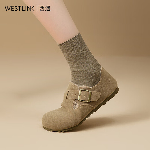 Xiyu all-inclusive Birkenstock shoes for women plus velvet 2025 winter new soft-soled cotton shoes warm one-foot furry shoes card color 38 (240mm)