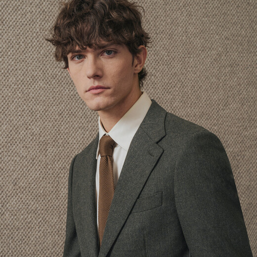 Guillaume de Mons flannel suit wool high-end suit haute couture men's business casual wedding men 2025 autumn and winter dark green top + trousers 50