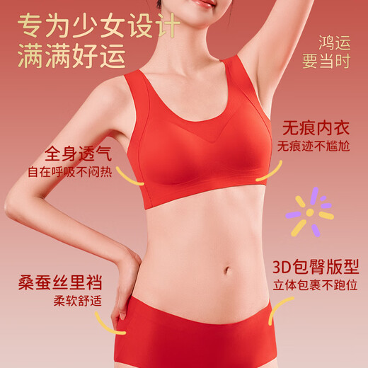 Tingmei children's red zodiac year underwear set 2025 year of the horse clothes children and girls development period bra vest 12 years old