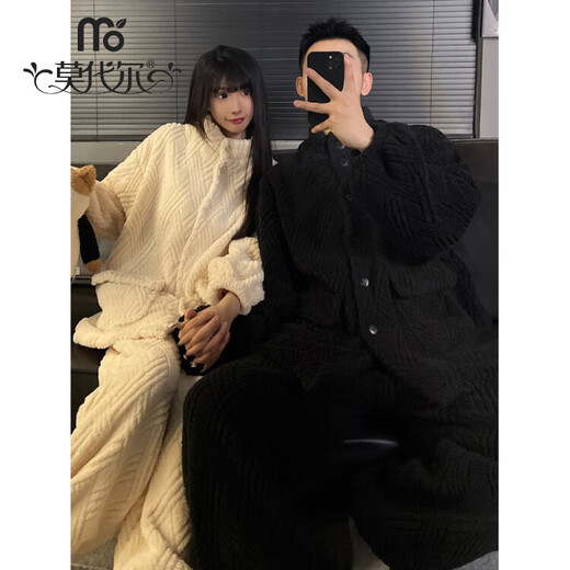 Modal 2025 New Winter Coral Fleece Couple Pajamas Women's Flannel Thickened Warm Men's Home Clothing Suit Winter 66842WM M Female (Recommended 80-100Jin Jin equals 0.5 kg)