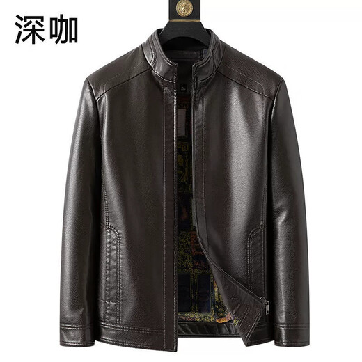 JOEONE 2025 Haining Leather Men's Jacket Short PU Leather Business Lapel Autumn Middle-aged Dad Leather Jacket 9988 Black M 170