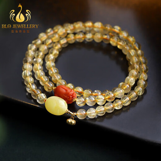 Bailuoqi Blonde Crystal Bracelet Women's Gold Hair Crystal Bracelet Cat's Eye Yellow Crystal Bracelet Beads 6mm