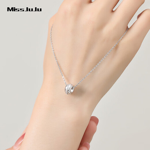 Miss JuJu pt950 platinum passepartout round bead pendant women's platinum transfer bead necklace single pendant 1.3-1.5g + delivery silver chain
