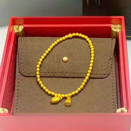 Muqin ancient method inheritance bracelet gold solid 9999 Two Worlds Huan lotus pod imitation 24K gold transfer bead jewelry will not fall off Two Worlds Huan Bracelet One Size