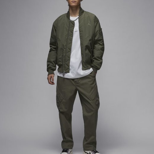 JordanRenegade pilot logo solid color outdoor casual sports stand collar zipper jacket men's medium olive green medium olive green L