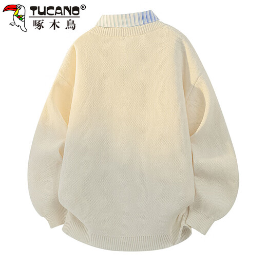 Woodpecker (TUCANO) sweater men's winter shirt collar sweater fake two-piece casual warm inner bottoming sweater line clothes apricot XL