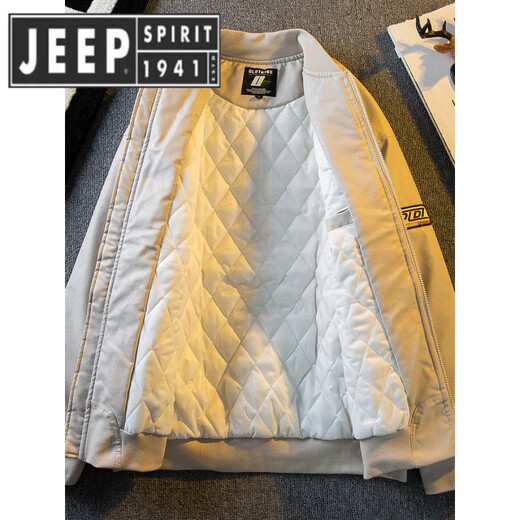 JEEP SPIRIT Jeep American fashion brand PU leather motorcycle cotton jacket men's winter thickened warm baseball jacket cotton jacket black M (100-130Jin Jin equals 0.5 kg)