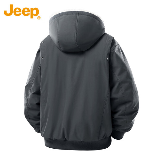 JEEP Jeep Cotton Clothes Men's Winter Thickened Warm Hooded Fur Collar Cotton Clothes Men's Jacket Black XL