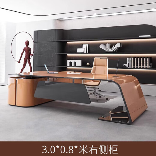 Creative painted boss desk, light luxury desk, president's desk, simple modern medical beauty executive manager desk combination 1.6*0.8*m left side cabinet