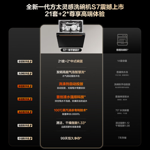 FOTILE Inspiration Series Dishwasher Built-in Household 21 Sets Super Large Capacity Five-Star Disinfection Certification Zhitou Zhiwash Fully Hosted 02-S7 National Subsidy