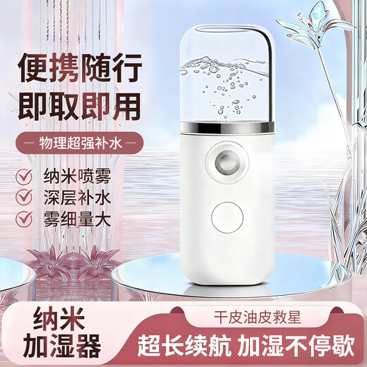 Xiaomi Guoba Hydrating Device Nano Sprayer Oxygen Injection Portable Facial Moisturizing Small Facial Steamer Cold Spray Handheld Humidifying Beauty Device Classic White 30ml Water Tank/Upgraded Nozzle + USB Charging Cable