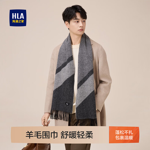 Heilan House Sheep Wool Winter Warm, Windproof and Cold Scarf for Men New Autumn Fashion Scarf for Boyfriend Gift Box, Sky Gray
