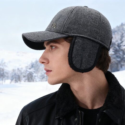 Autumn Hat Men's Winter Elderly Warm Peaked Hat Dad Grandpa Cotton Hat Autumn and Winter Ear Protection Baseball Cap Black One Size Adjustable