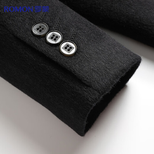 Romon contains cashmere + goose down lining, autumn and winter men's mid-length thickened suit collar woolen coat for men