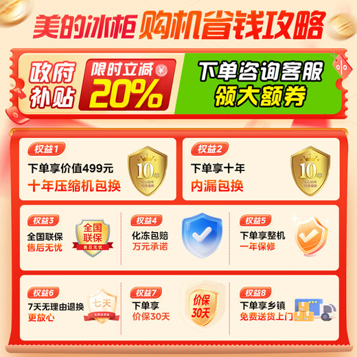 Midea Freezer Frequency Converter Household Freezer - 40°F, 80% Frost Reduction, Antibacterial, First Level Energy Efficiency 253L, Large Capacity Alloy Liner, Dual-Purpose Refrigeration and Freezing 253KEM 253L