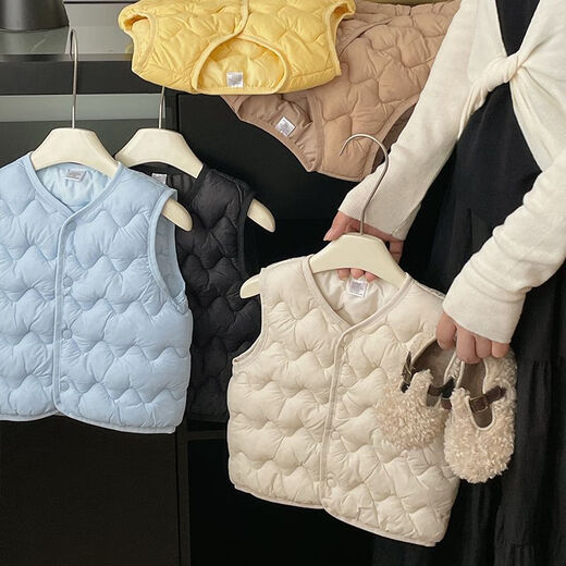 G.DUCKKIDS little yellow duck baby vest boys and girls vest baby waistcoat for small and medium-sized children autumn and winter liner children can wear inside and outside, black 90 (recommended height 70-80cm)