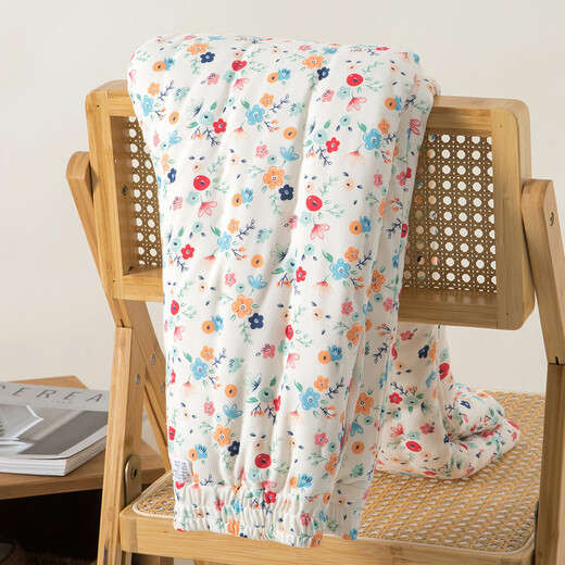 Cotton chant pure cotton handmade cotton trousers thick high waist elastic band home cotton trousers women's winter warm quilted cold-proof trousers leaf plum powder M recommended 90-100Jin Jin equals 0.5 kg