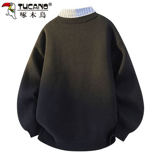 Woodpecker (TUCANO) sweater men's winter shirt collar sweater fake two-piece casual warm inner bottoming sweater line clothes apricot XL