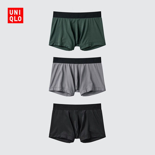 Uniqlo children's clothing boys' AIRism shorts 3-piece student breathable underwear 478657 58 dark green 160