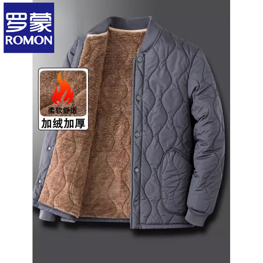 ROMON middle-aged and elderly dad's winter coat, thickened winter men's coat, grandfather's cotton coat, inner liner, small cotton-padded jacket, 3XYM02 black, velvet thickening, XL 125-140 weight