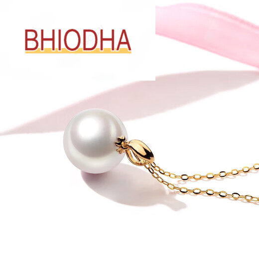 Bhiodha Nanzhu family freshwater pearl pendant gold solid leaf shape pendant as a birthday gift for girlfriend 100-110mm basically flawless