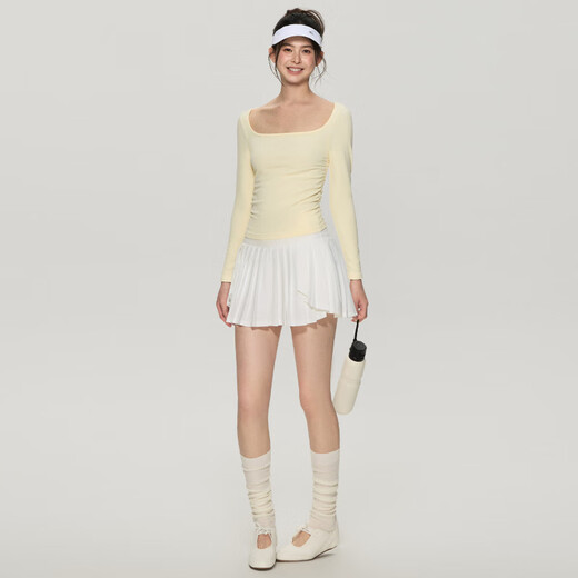 LULULOMDDW Pilates yoga long-sleeved women's slimming waist fitness t-shirt running training base shirt sports top navy blue S