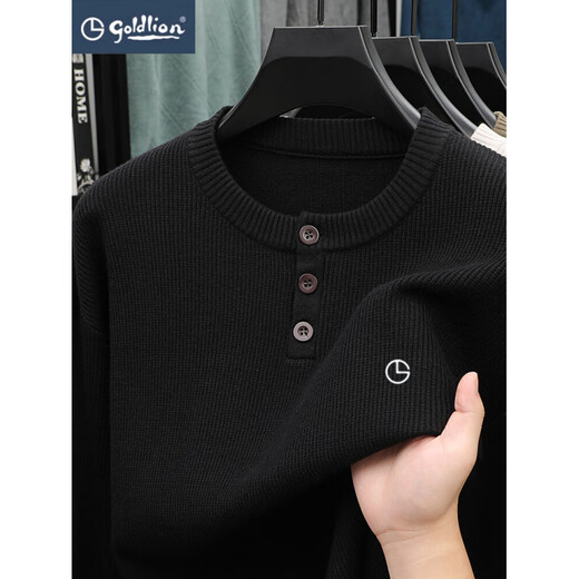 Goldlion Winter Sweater Men's New Light Luxury Casual Wool Sweater Henry Collar Warm Sweater Men's Fashion Bottoming Shirt Men's Off-White XL Recommended 140-155 Jin Jin equals 0.5 kg