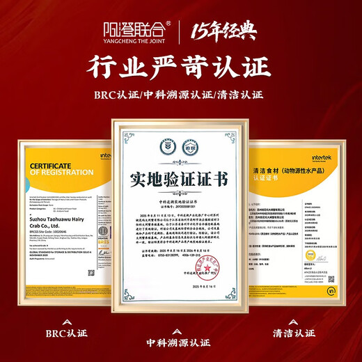 Live Crab Yangcheng United Fresh Hairy Crab Male 6.0-6.3 Liang Female 5.0-5.3 Liang 5 Pairs of 10 Crabs New Year Gift Box Directly from the Source