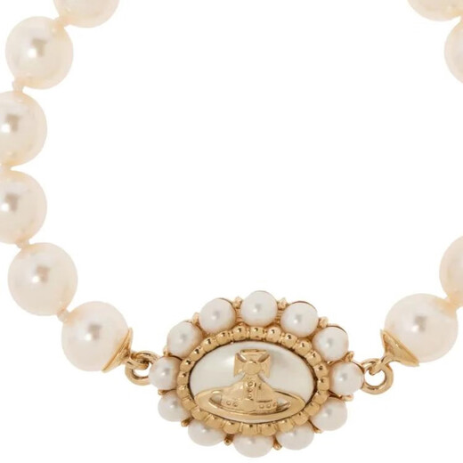 Vivienne Westwood Amaya Saturn Logo Shape Artificial Pearl Baroque Design Brass Pearl Bracelet Unisex Gold 1 Basic Packaging-Dust Bag + Packing Box