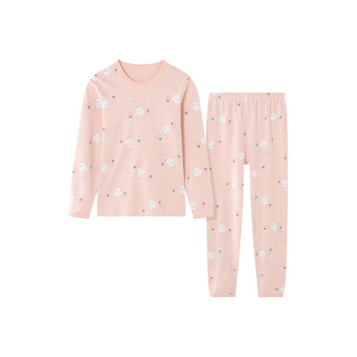 Hongdou Children's Pure Cotton Underwear Set Boys and Girls Autumn Clothes Autumn Pants Pajamas Cotton Sweater Set M1020 Meat Powder 130