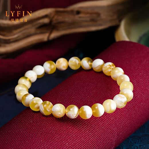 La Yun Feiyin natural beeswax bracelet Russian material demon flower gold porcelain white amber bead bracelet old beeswax women's high-end gift beeswax bracelet