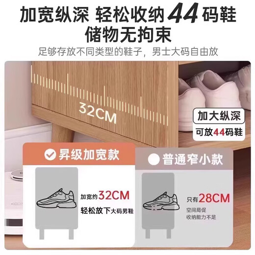 Solid wood shoe cabinet door entry cabinet shoe rack home door multi-layer household shoe storage integrated wall entrance cabinet pastoral oak color 90*32*100cm (thick density board)