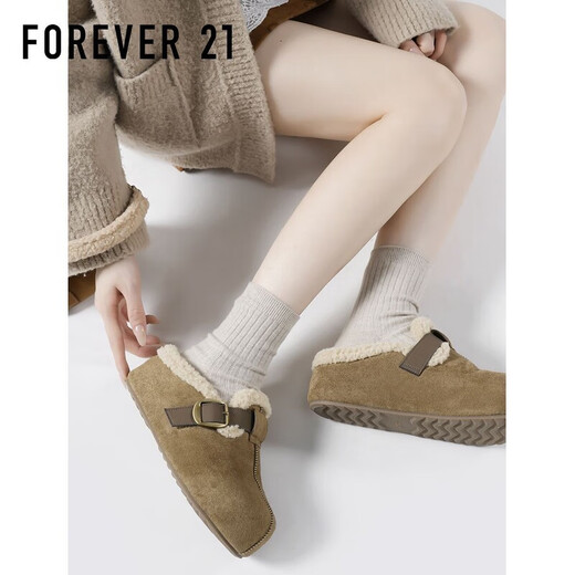 F21 plus velvet all-inclusive Birkenstock shoes for women 2025 new winter outer wear warm and inner heightening thick-soled cotton slippers maroon comfortable and warm Collect and follow for priority delivery 35