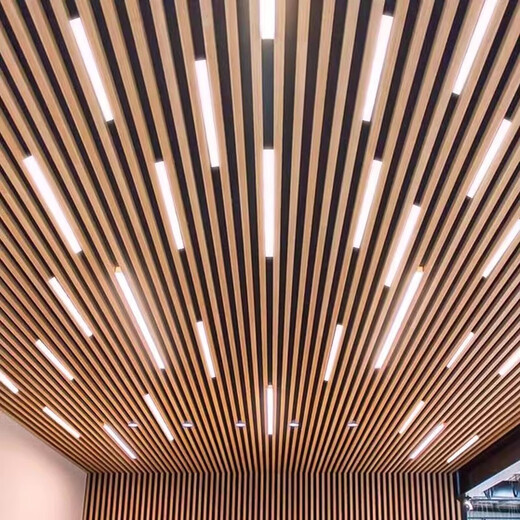 Vinoya Madera Grano de aluminio LED cuadrado a montado LED cuadrado a rejilla de tira cuadrada Luz de techo de 5 cm Luz de la línea de la línea de la línea del colgante (Luz de color blancos de grano de madera predeterminado) Ángulo recto de alto brillo 150*1048W