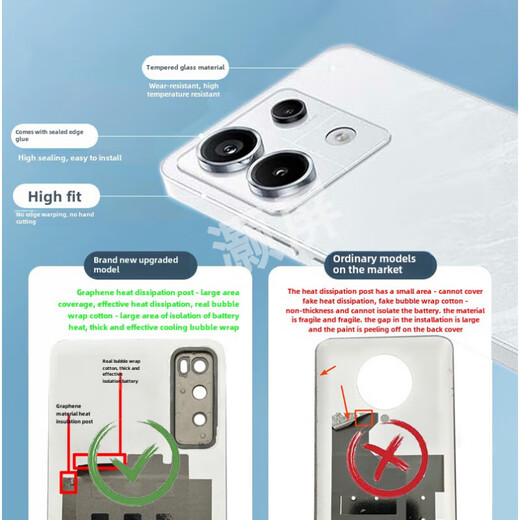 Original for redmi redmi note12pro glass back cover NOTE12PRO+ mobile phone back case battery cover Note12Pro mirror porcelain white belt camera frame mirror tempered glass back cover/shell
