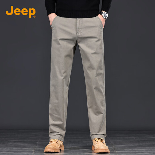 Jeep (JEEP) high-end men's casual pants men's 2025 autumn and winter new loose straight business commuting pure cotton trendy brand long pants men